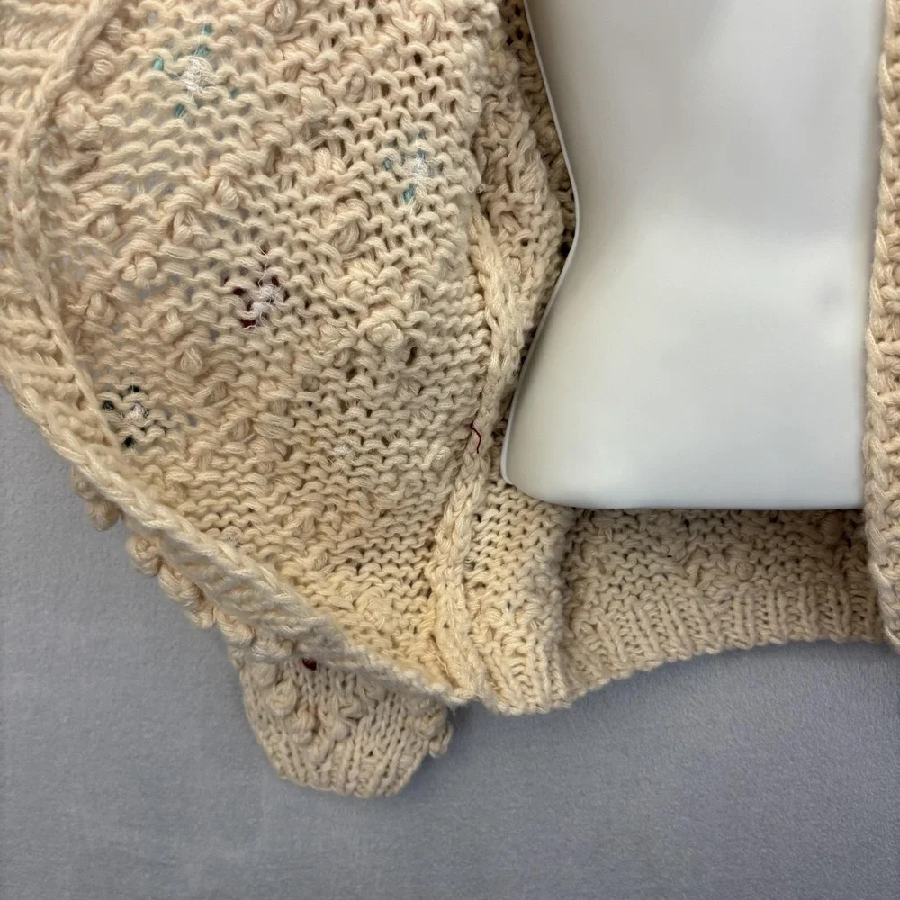 SAACHI Aria Anthropologie Popcorn Knit Cardigan Sweater S Chunky Rainbow Cottage